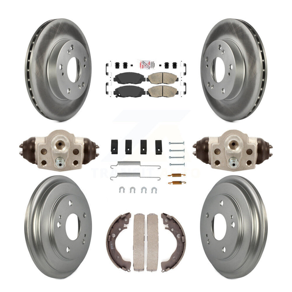 Front Rear Disc Brake Rotors Ceramic Pads And Coated Drum Kit (9Pc) For Honda Civic KGA-104492
