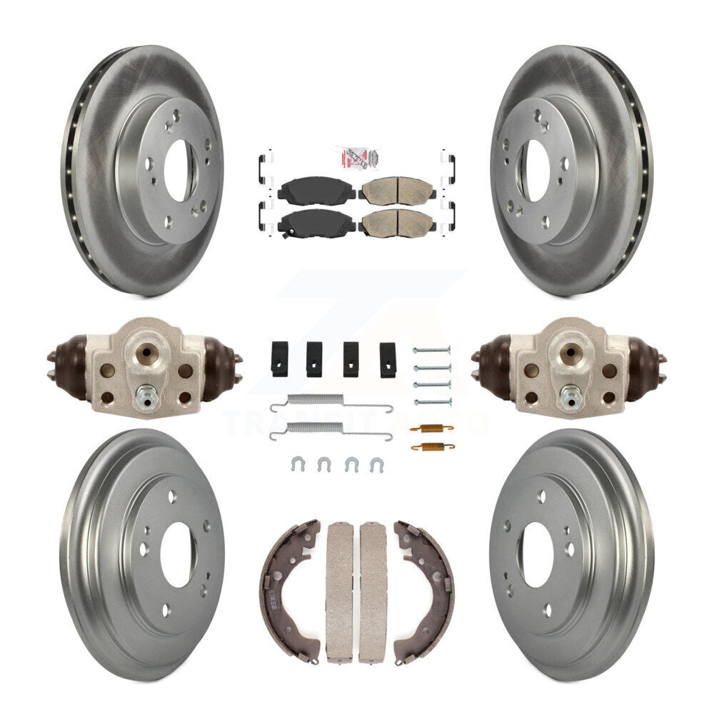 Front Rear Disc Brake Rotors Ceramic Pads And Coated Drum Kit (9Pc) For Honda Civic KGA-104493