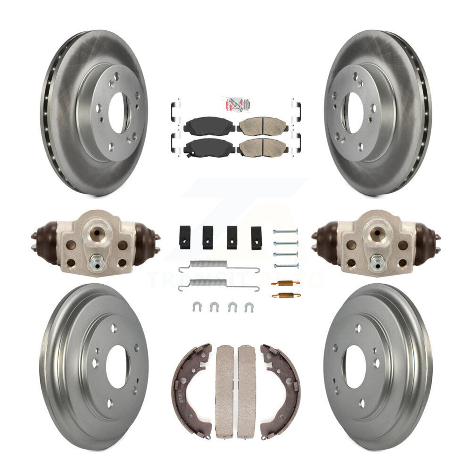 Front Rear Disc Brake Rotors Ceramic Pads And Coated Drum Kit (9Pc) For Honda Civic KGA-104493
