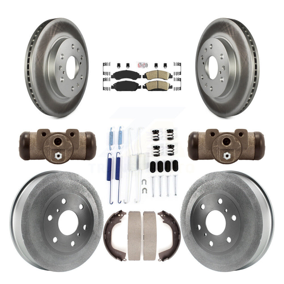 Front Rear Disc Brake Rotor Ceramic Pad Coat Drum Kit (9Pc) For GMC Sierra 1500 Chevrolet KGA-104495
