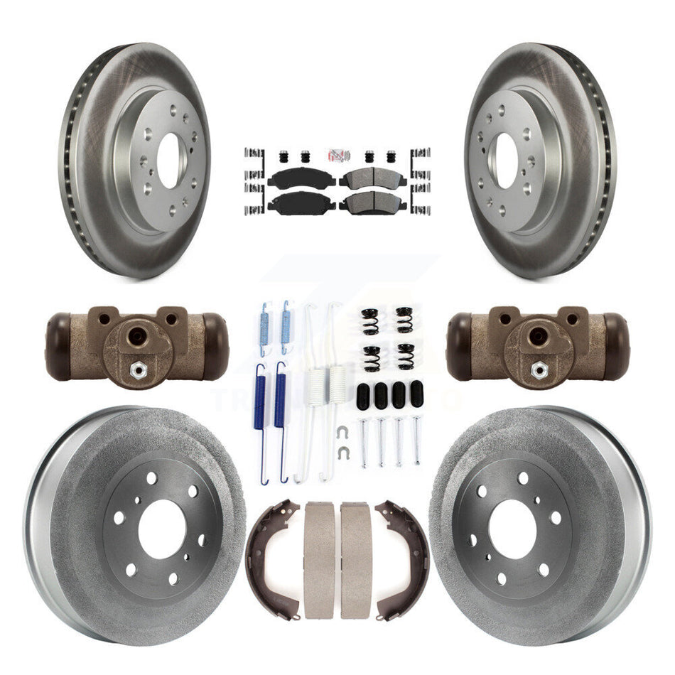 Front Rear Disc Brake Rotor Semi-Metallic Pad & Coated Drum Kit (9Pc) For GMC Sierra 1500 KGA-104497