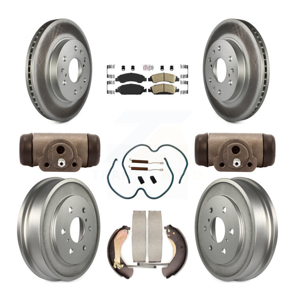 Front Rear Brake Rotor Ceramic Pad Coated Drum Kit (9Pc) For Chevrolet Silverado 1500 GMC KGA-104500
