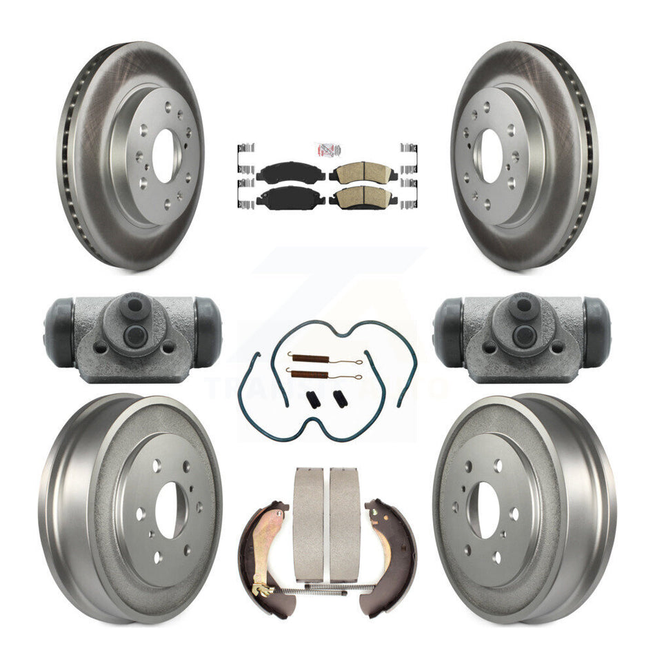 Front Rear Brake Rotor Ceramic Pad Coated Drum Kit (9Pc) For Chevrolet Silverado 1500 GMC KGA-104505