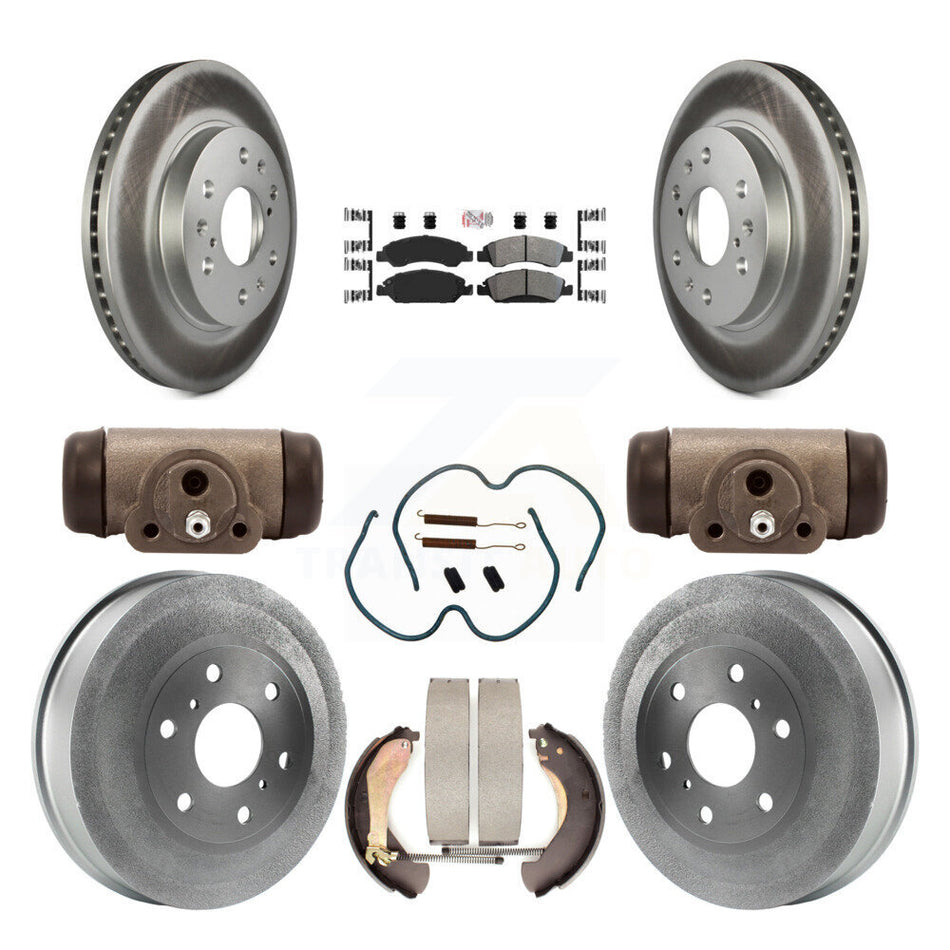 Front Rear Brake Rotor Semi-Metallic Pad Coat Drum Kit (9Pc) For Chevrolet Silverado 1500 KGA-104508