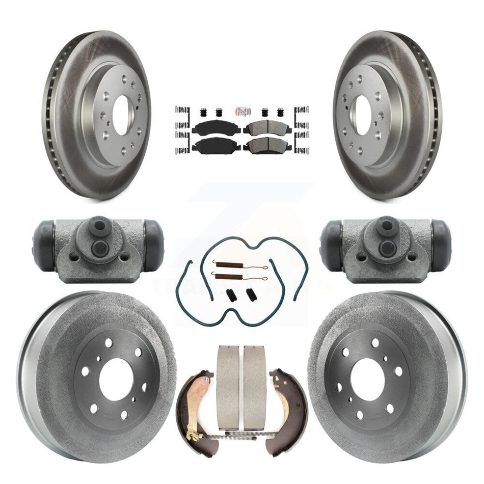Front Rear Brake Rotor Semi-Metallic Pad Coat Drum Kit (9Pc) For Chevrolet Silverado 1500 KGA-104509