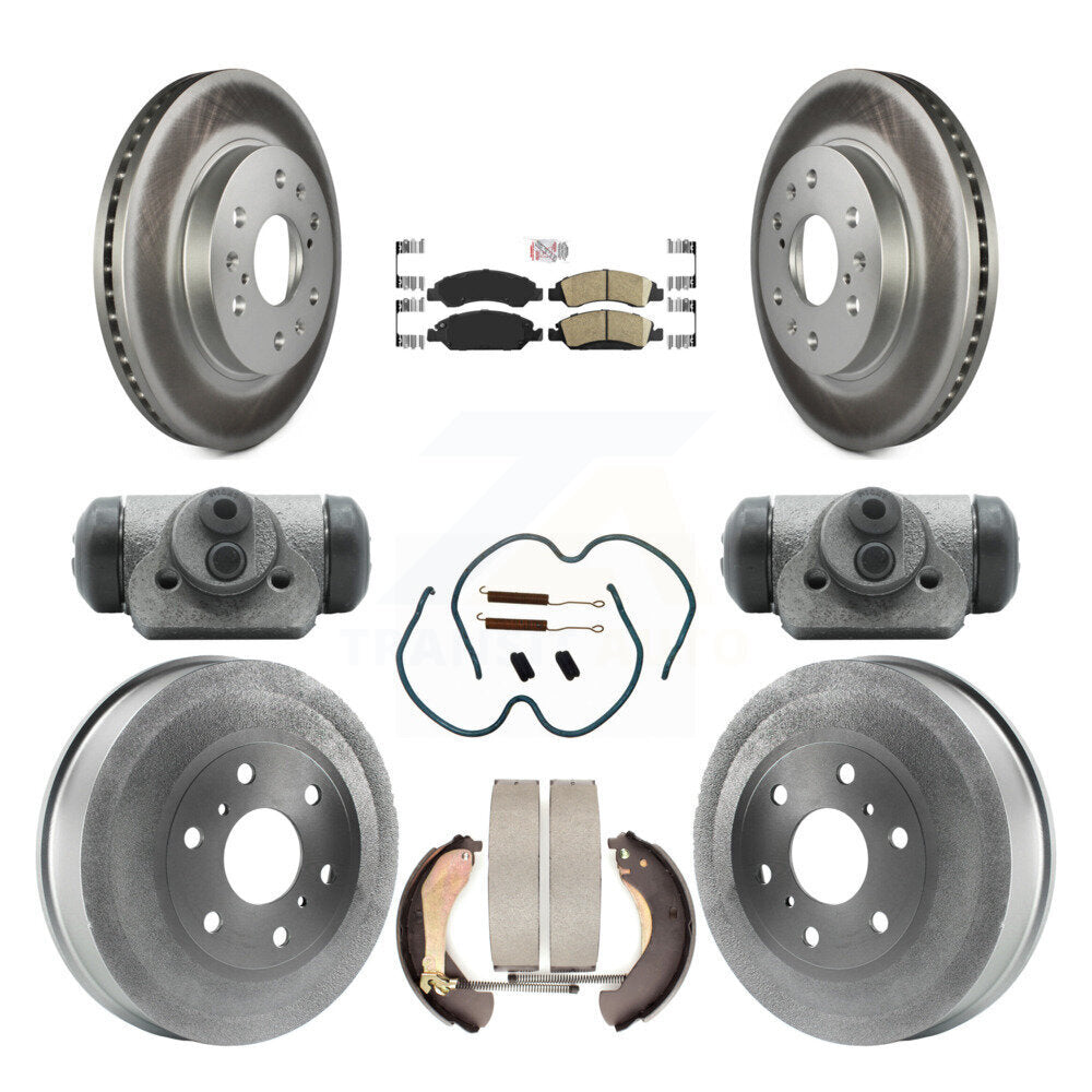 Front Rear Brake Rotor Ceramic Pad Coated Drum Kit (9Pc) For Chevrolet Silverado 1500 GMC KGA-104511