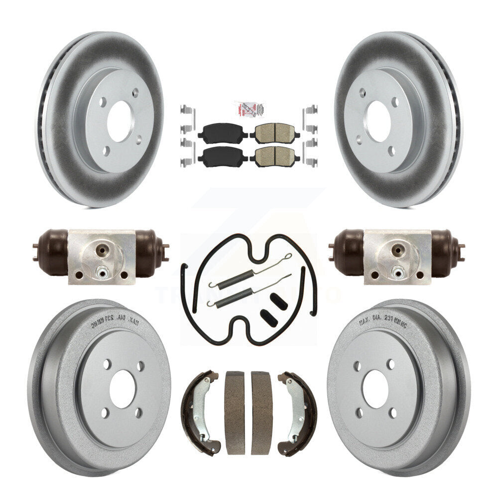 Front Rear Brake Rotor Ceramic Pad Coated Drum Kit (9Pc) For Pontiac Chevrolet Cobalt Ion KGA-104523