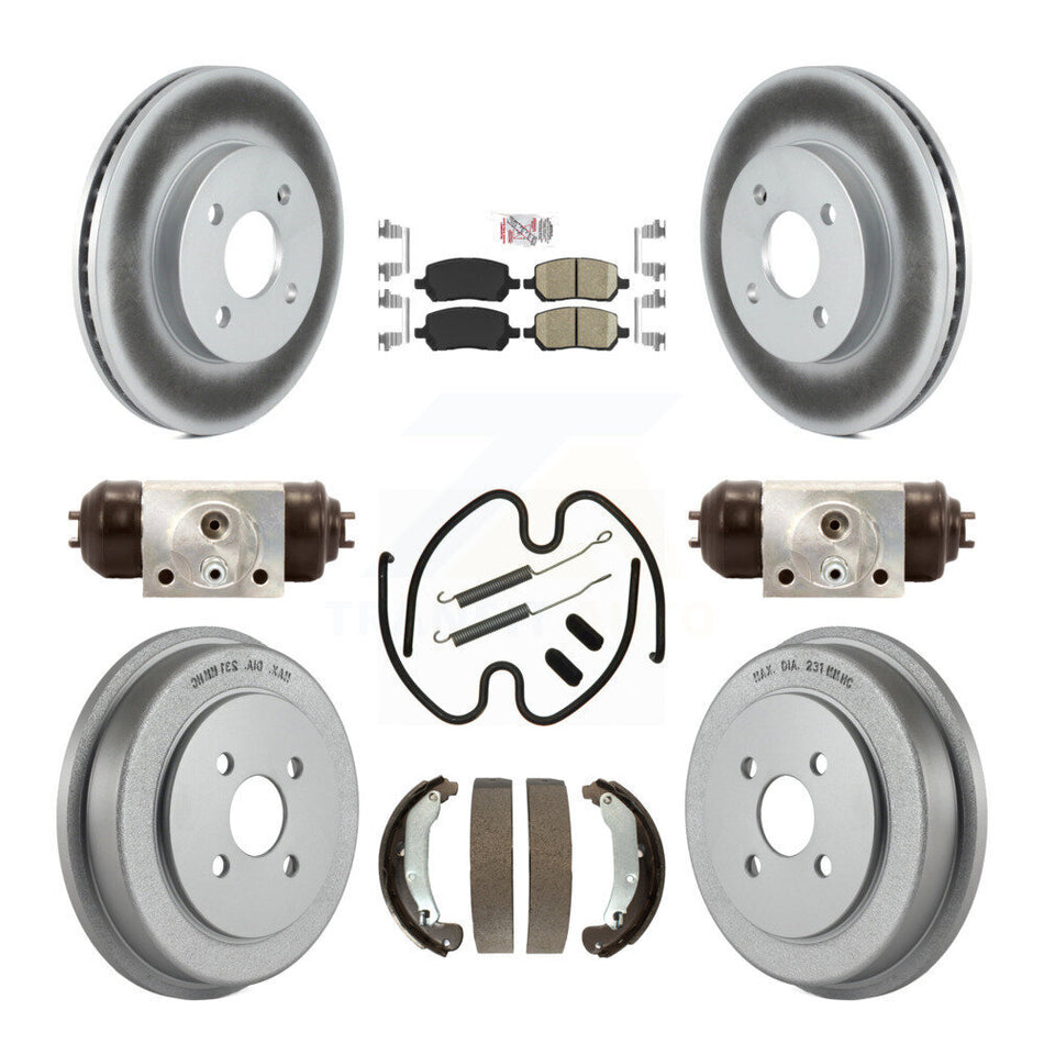 Front Rear Brake Rotor Ceramic Pad Coated Drum Kit (9Pc) For Pontiac Chevrolet Cobalt Ion KGA-104523