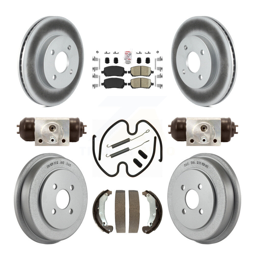 Front Rear Brake Rotor Ceramic Pad Coated Drum Kit (9Pc) For Pontiac Chevrolet Cobalt Ion KGA-104524