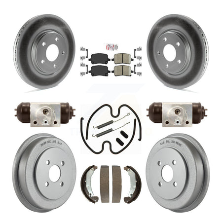 Front Rear Disc Brake Rotors Ceramic Pads And Coated Drum Kit (9Pc) For Pontiac Pursuit KGA-104528