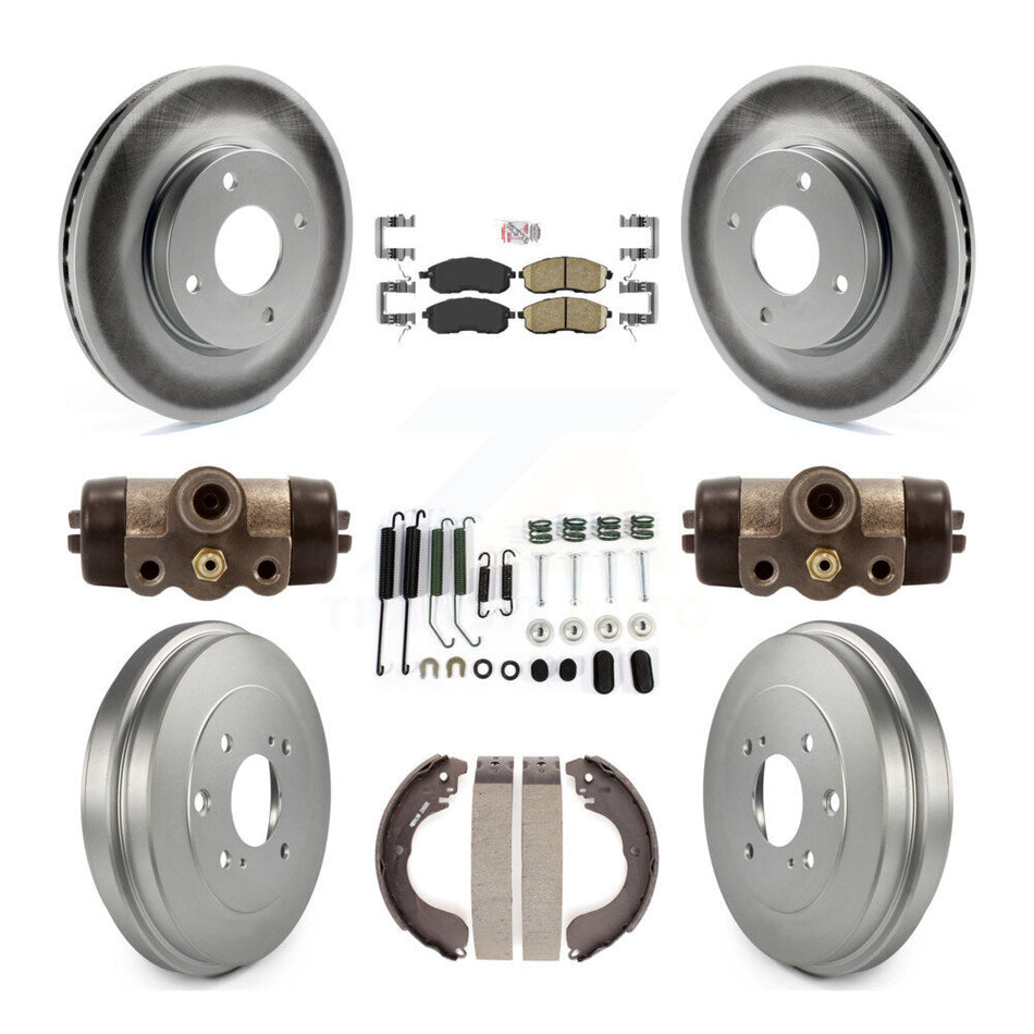 Front Rear Disc Brake Rotors Ceramic Pad And Coated Drum Kit (9Pc) For Nissan Sentra Cube KGA-104537