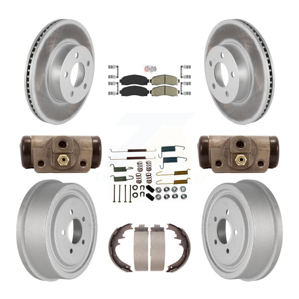 Front Rear Disc Brake Rotor Ceramic Pad Coated Drum Kit (9Pc) For Ford Ranger Mazda B4000 KGA-104541
