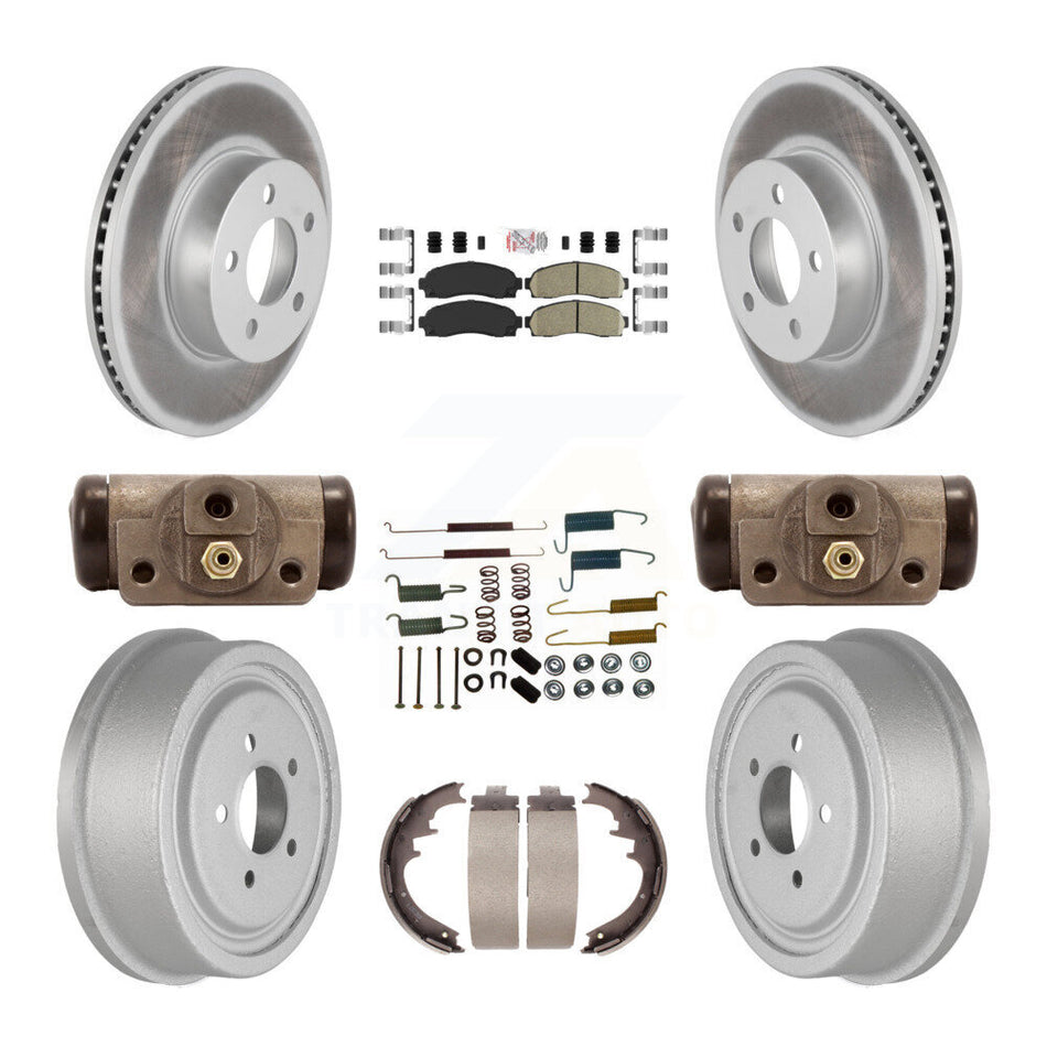 Front Rear Disc Brake Rotor Ceramic Pad Coated Drum Kit (9Pc) For Ford Ranger Mazda B4000 KGA-104542