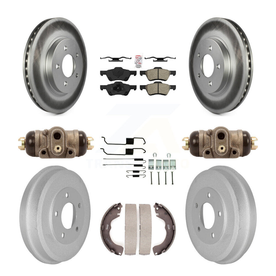 Front Rear Disc Brake Rotor Semi-Metallic Pad Coat Drum Kit (9Pc) For Ford Escape Mercury KGA-104543