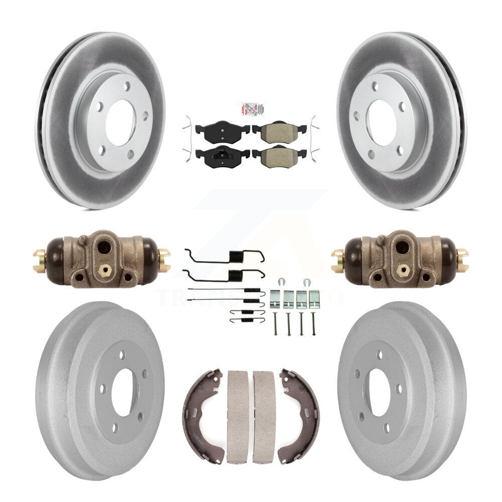 Front Rear Disc Brake Rotor Semi-Metallic Pad Coated Drum Kit (9Pc) For Ford Escape Mazda KGA-104544