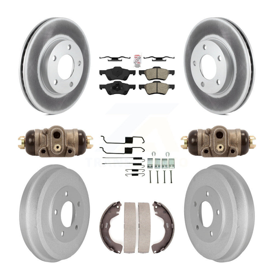 Front Rear Disc Brake Rotor Semi-Metallic Pad & Coated Drum Kit (9Pc) For Mercury Mariner KGA-104545