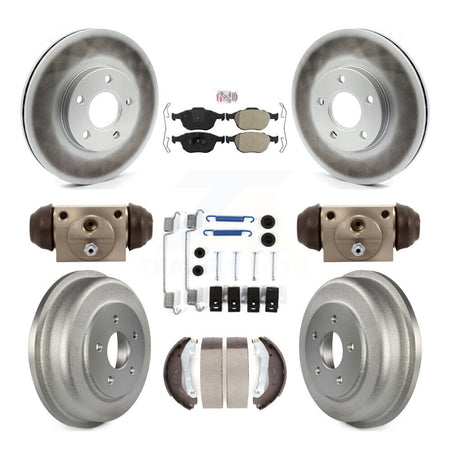 Front Rear Brake Rotor Semi-Metallic Pad & Coated Drum Kit (9Pc) For Ford Transit Connect KGA-104546