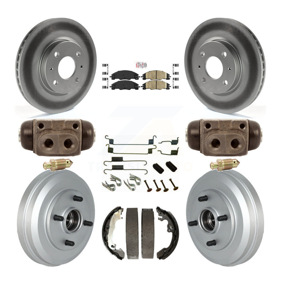 Front Rear Disc Brake Rotors Ceramic Pads And Coated Drum Kit (9Pc) For Ford Focus KGA-104548
