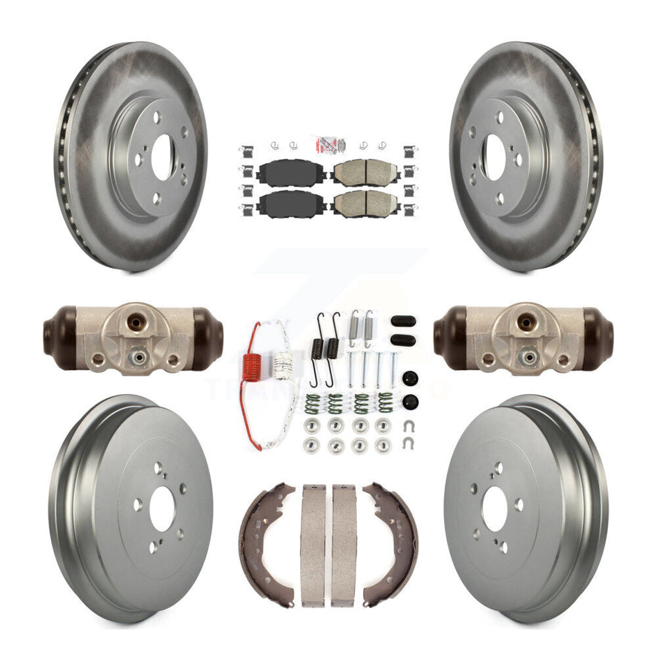 Front Rear Disc Brake Rotors Ceramic Pad Coat Drum Kit (9Pc) For 2009-2013 Toyota Corolla KGA-104549
