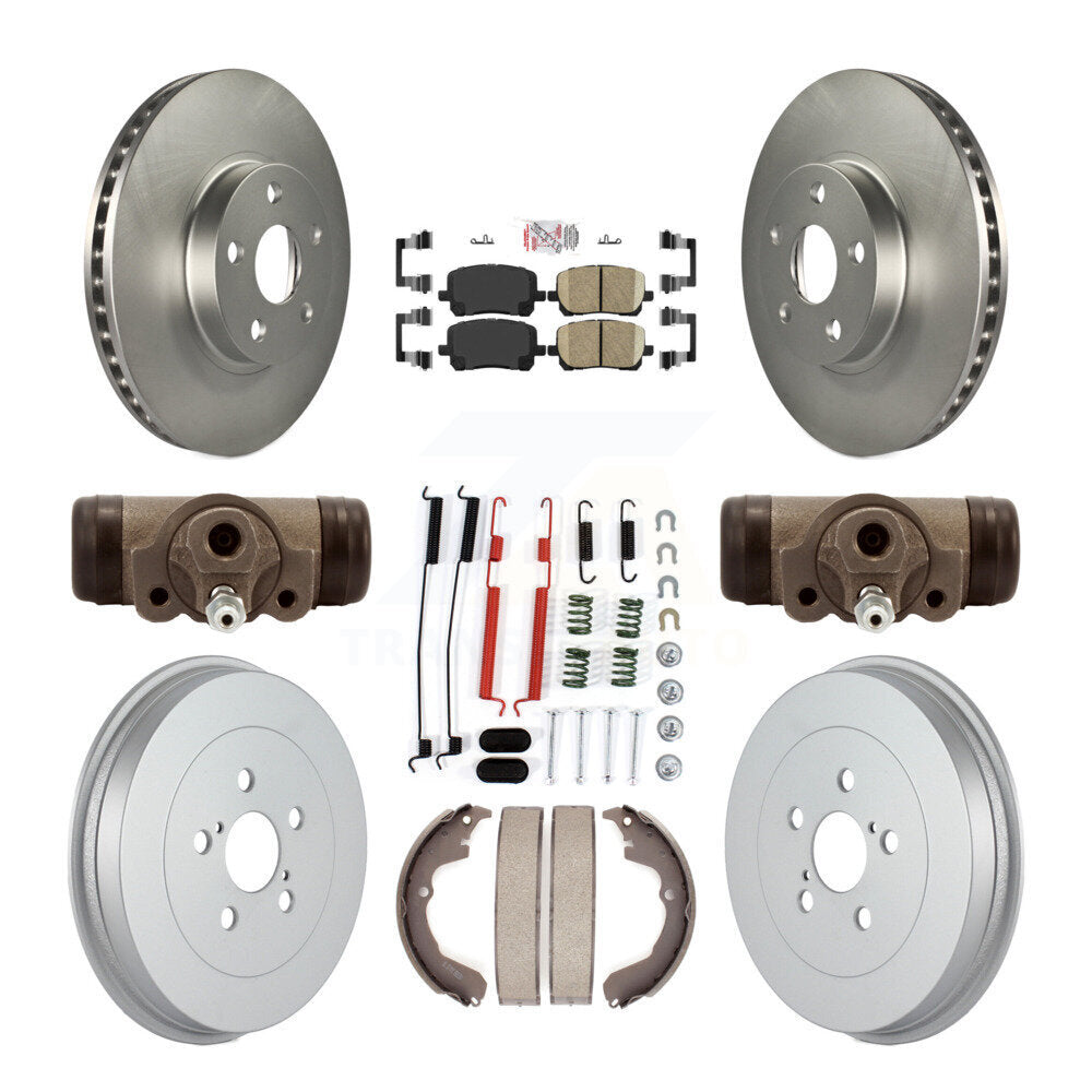 Front Rear Brake Rotor Ceramic Pad & Coated Drum Kit (9Pc) For Pontiac Vibe Toyota Matrix KGA-104555