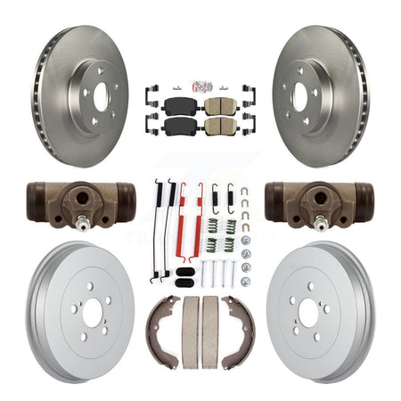 Front Rear Brake Rotor Ceramic Pad & Coated Drum Kit (9Pc) For Pontiac Vibe Toyota Matrix KGA-104555