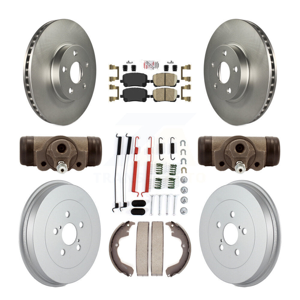 Front Rear Brake Rotor Ceramic Pad & Coated Drum Kit (9Pc) For Pontiac Vibe Toyota Matrix KGA-104556
