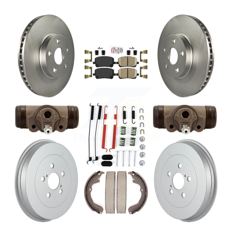 Front Rear Brake Rotor Ceramic Pad & Coated Drum Kit (9Pc) For Pontiac Vibe Toyota Matrix KGA-104556