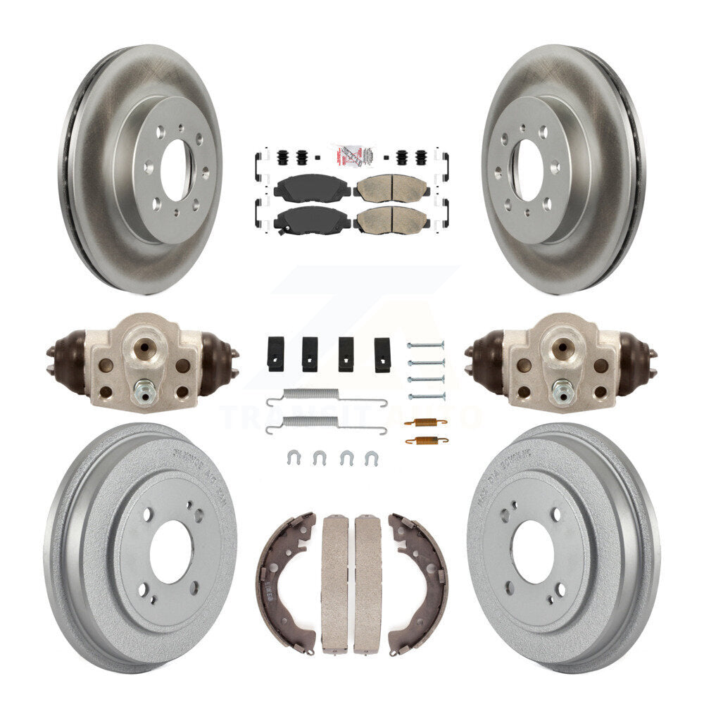 Front Rear Disc Brake Rotors Ceramic Pads And Coated Drum Kit (9Pc) For Honda Insight KGA-104558