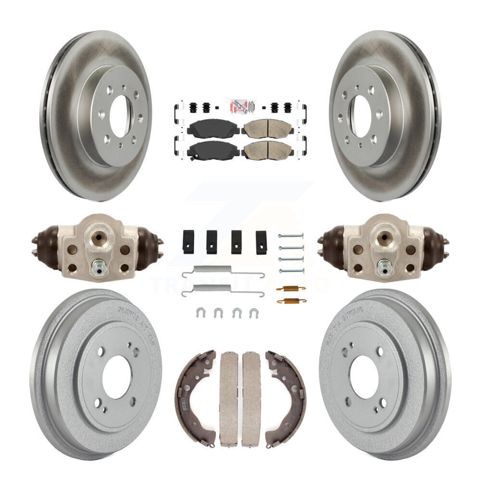 Front Rear Disc Brake Rotors Ceramic Pads And Coated Drum Kit (9Pc) For Honda Insight KGA-104558