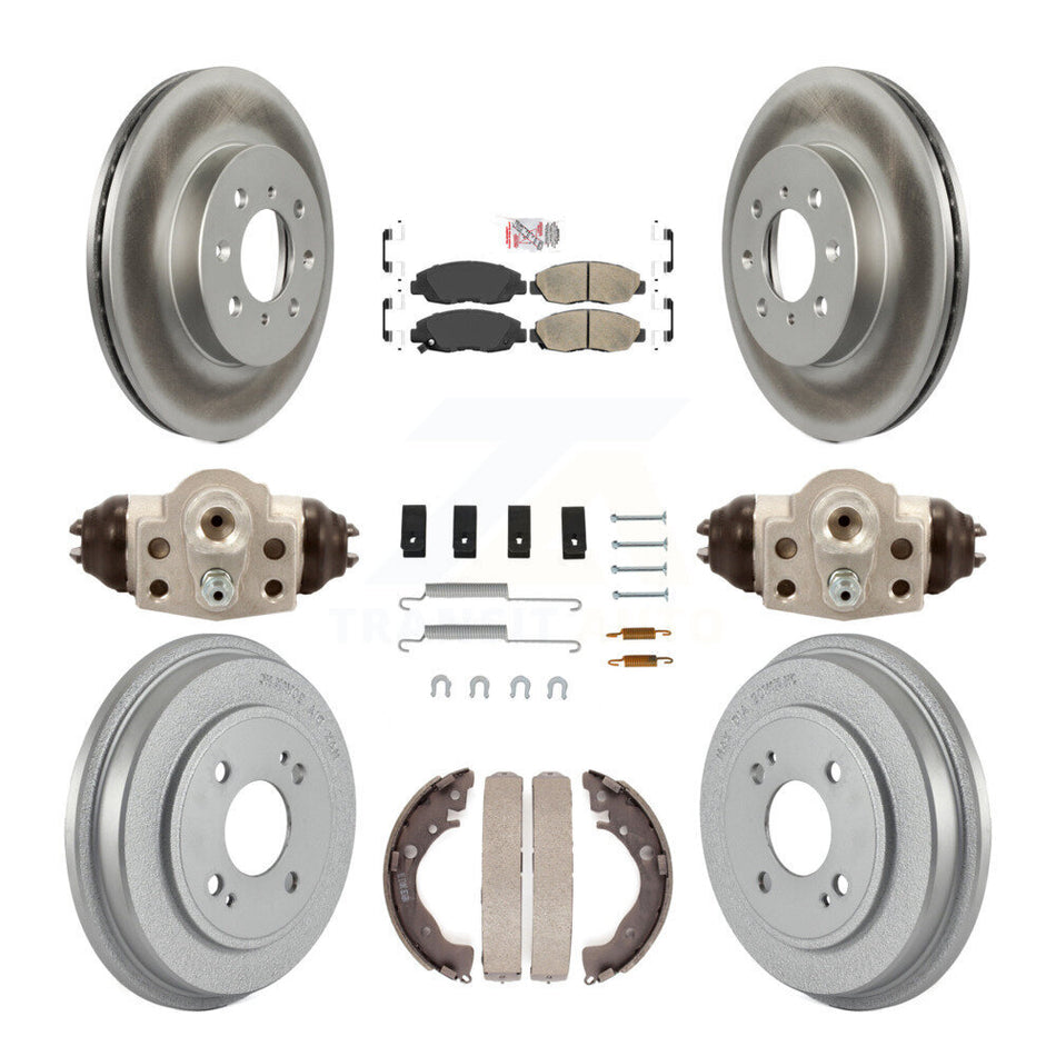Front Rear Disc Brake Rotors Ceramic Pads And Coated Drum Kit (9Pc) For Honda Insight KGA-104559