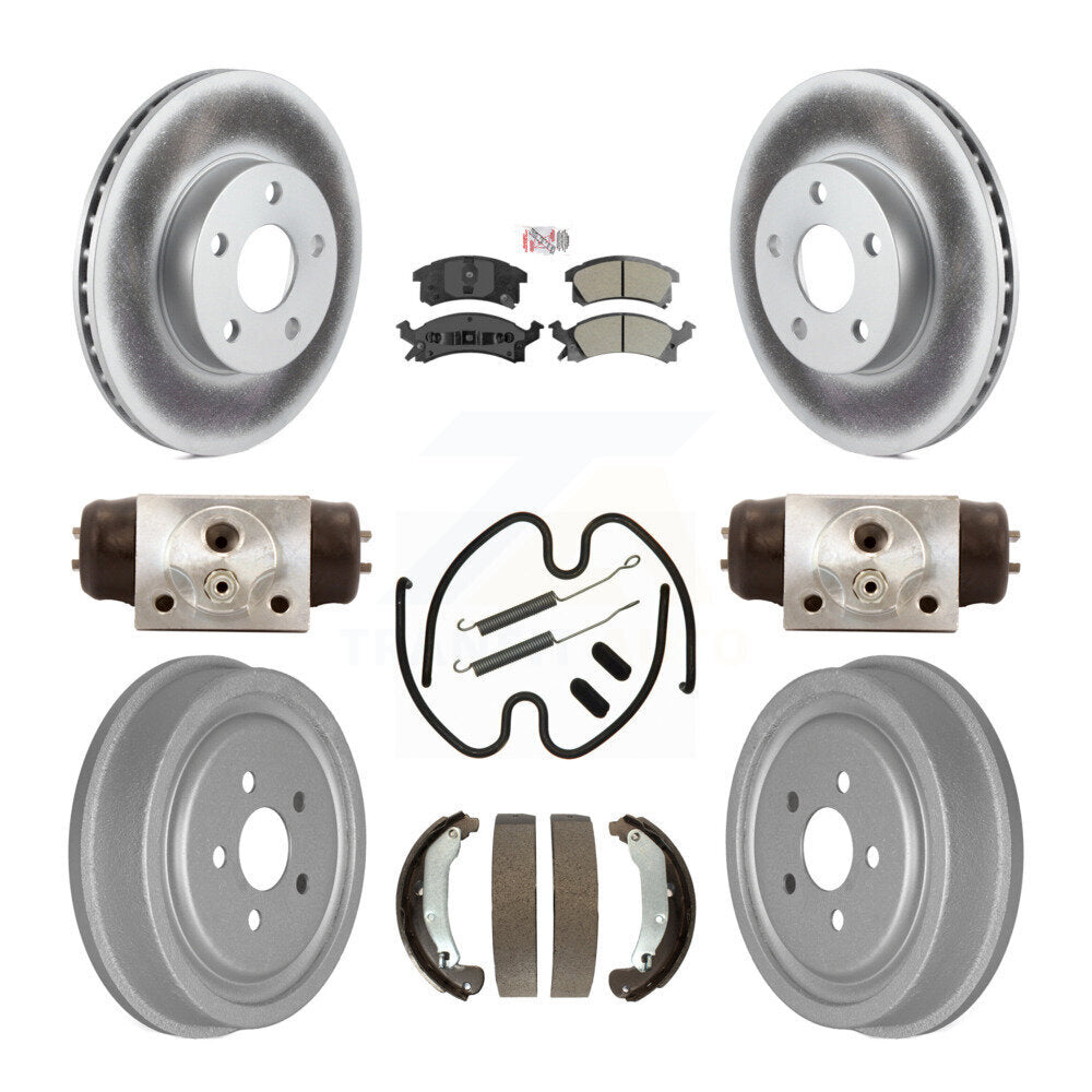 Front Rear Brake Rotor Semi-Metallic Pad Coat Drum Kit (9Pc) For Pontiac Sunfire Cavalier KGA-104560
