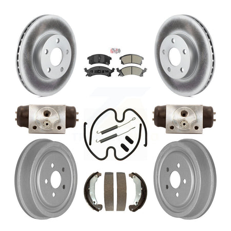 Front Rear Brake Rotor Semi-Metallic Pad Coat Drum Kit (9Pc) For Pontiac Sunfire Cavalier KGA-104560