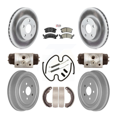 Front Rear Disc Brake Rotors Semi-Metallic Pad Coat Drum Kit (9Pc) For Chevrolet Cavalier KGA-104561