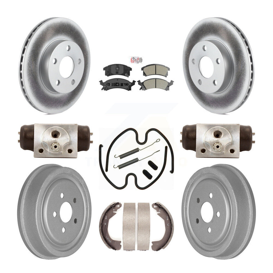 Front Rear Disc Brake Rotors Semi-Metallic Pad Coat Drum Kit (9Pc) For Chevrolet Cavalier KGA-104561