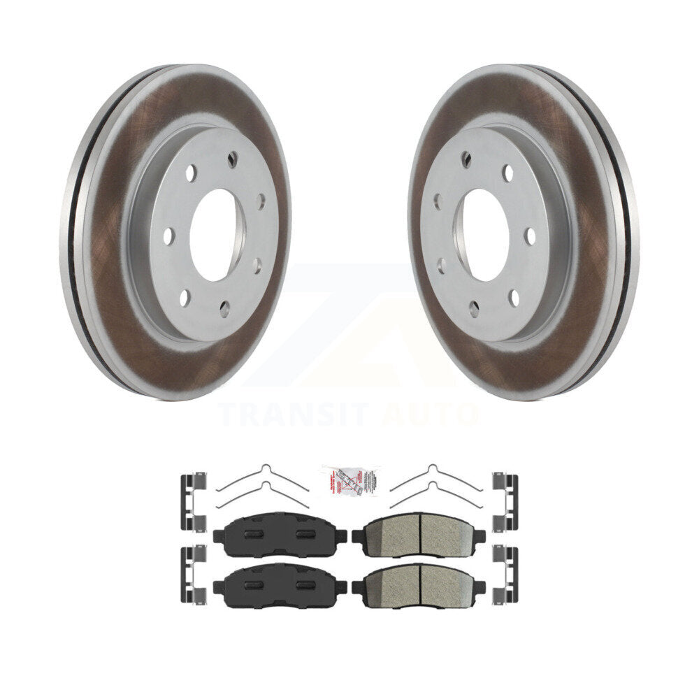 Front Coated Disc Brake Rotors & Semi-Metallic Pad Kit For Ford F-150 Lincoln Mark LT 4WD KGA-104654