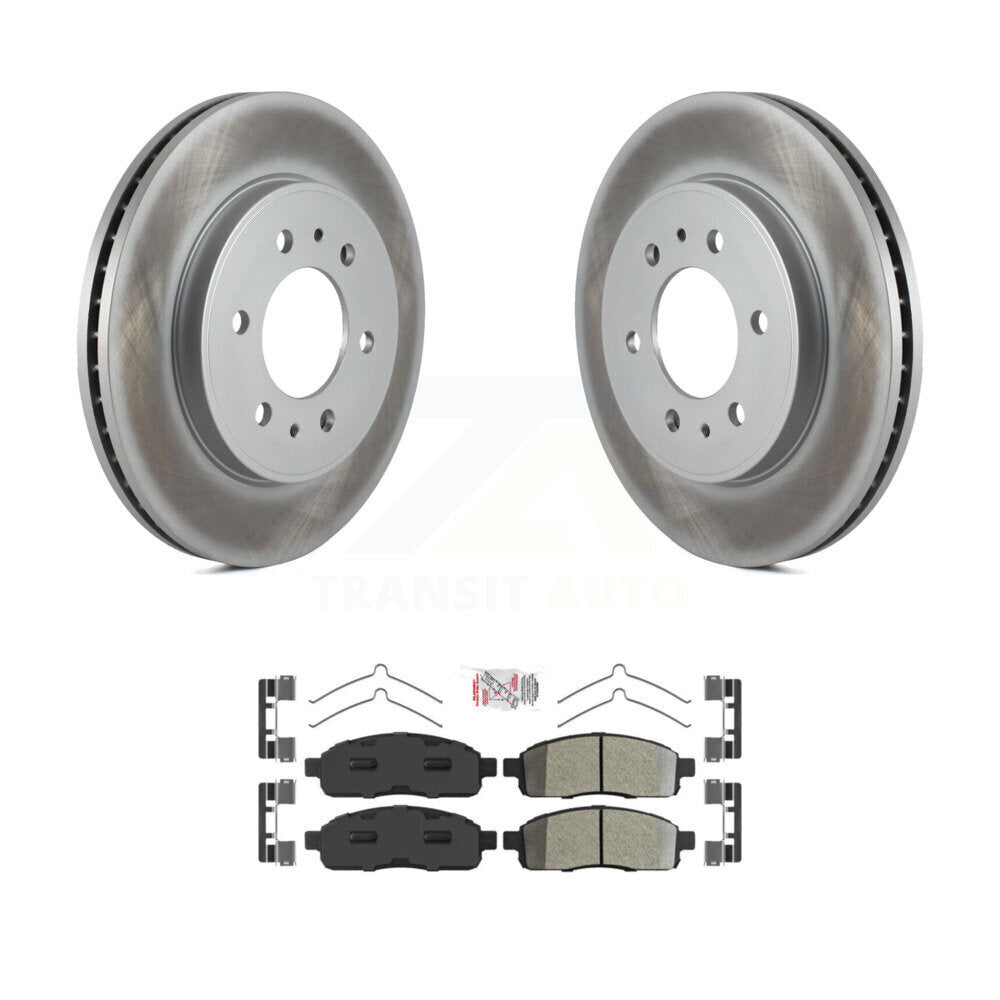 Front Coated Disc Brake Rotor Semi-Metallic Pad Kit For 2009 Ford F-150 With 6 Lug Wheels KGA-104691