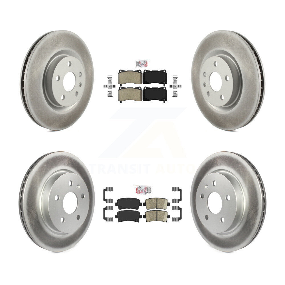 Front Semi-Metallic Rear Ceramic Pads And Coated Disc Brake Rotors Kit For Cadillac XTS KGA-104739