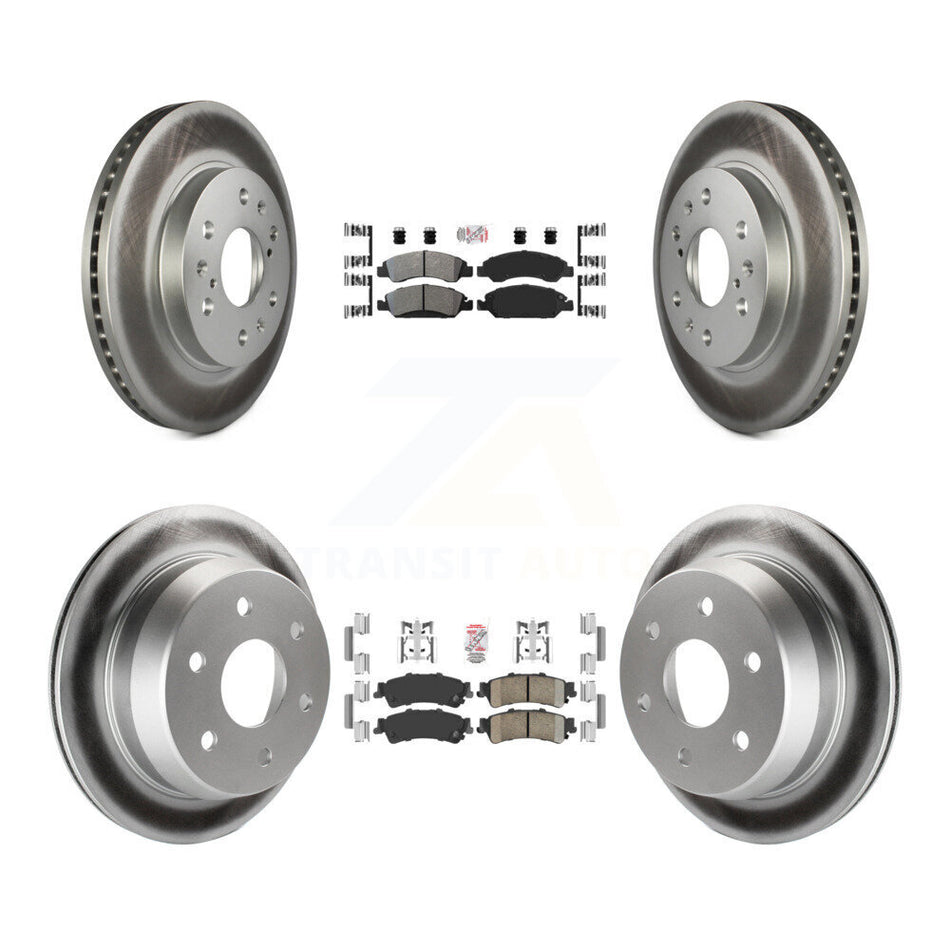Front Semi-Metallic Rear Ceramic Pad Coated Brake Rotors Kit For Chevrolet Silverado 1500 KGA-104763