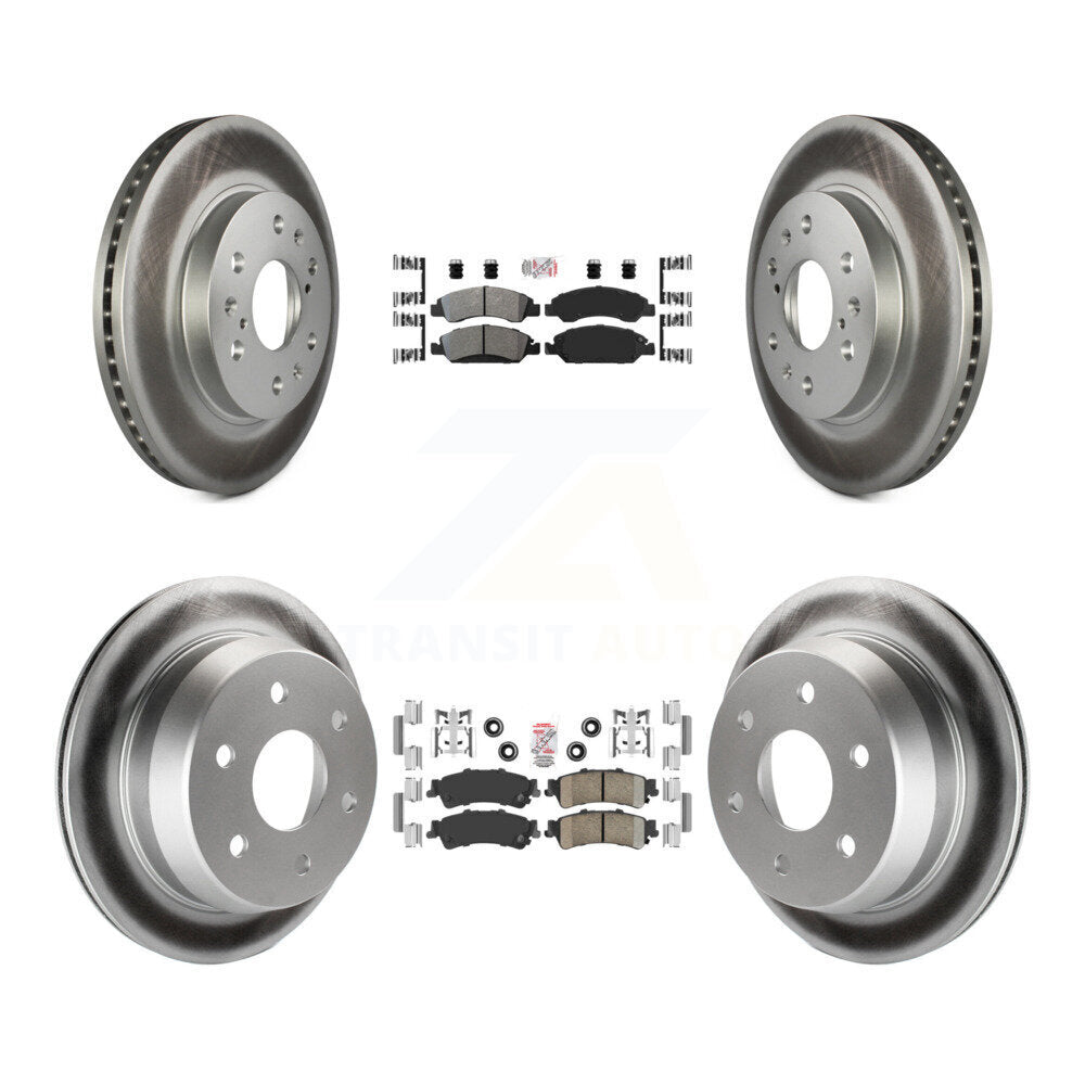 Front Semi-Metallic Rear Ceramic Pad Coated Brake Rotors Kit For Chevrolet Silverado 1500 KGA-104766