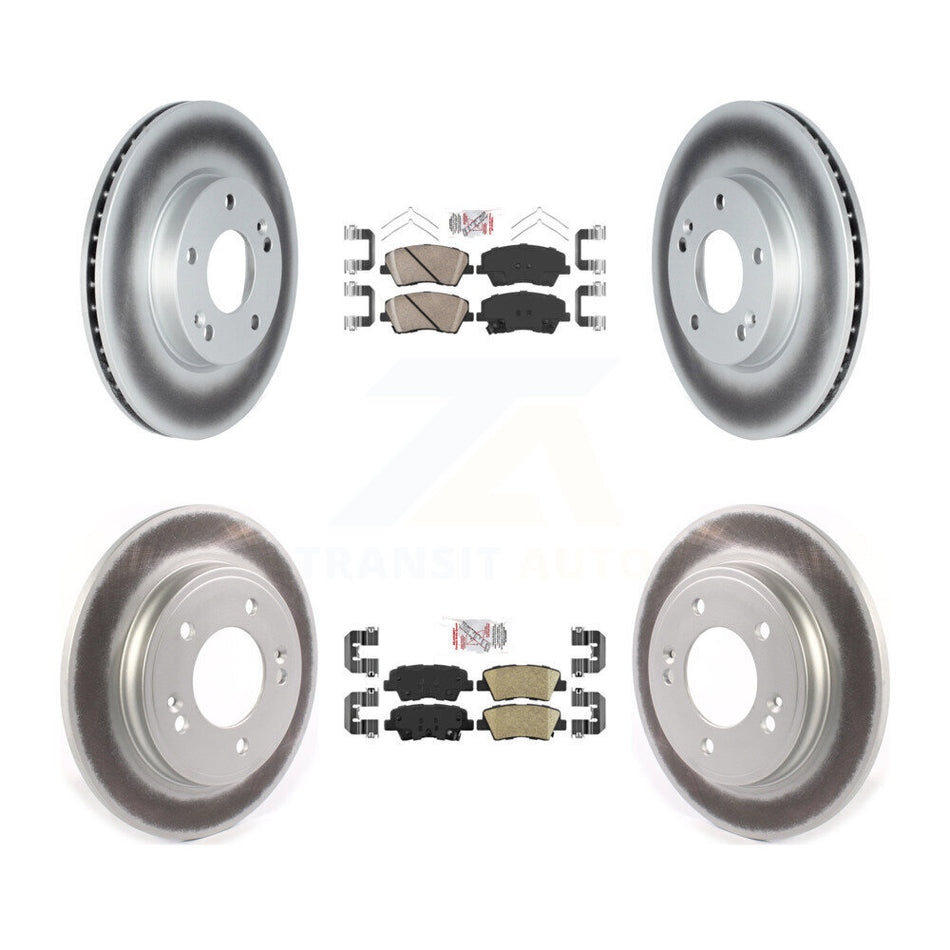 Front Rear Ceramic Pads And Coated Disc Brake Rotors Kit For Hyundai Ioniq Kia Niro KGA-104811