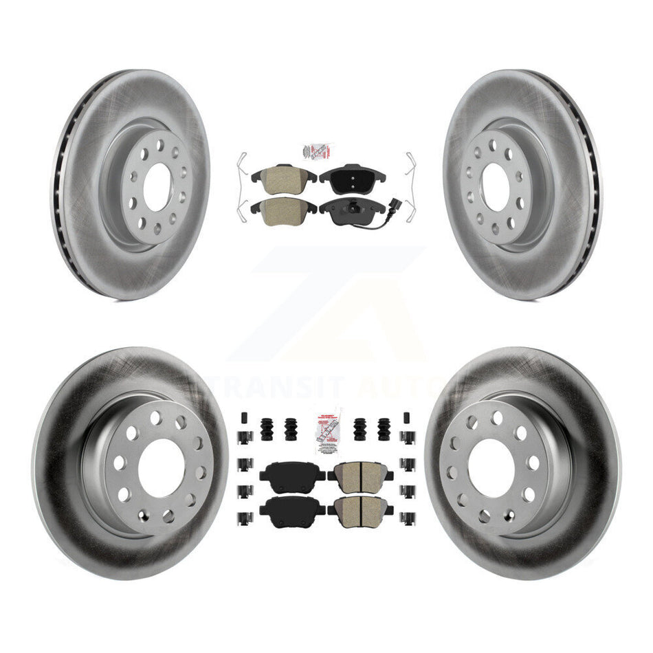 Front Rear Semi-Metallic Pad Coated Disc Brake Rotors Kit For 2012-2014 Volkswagen Passat KGA-104822