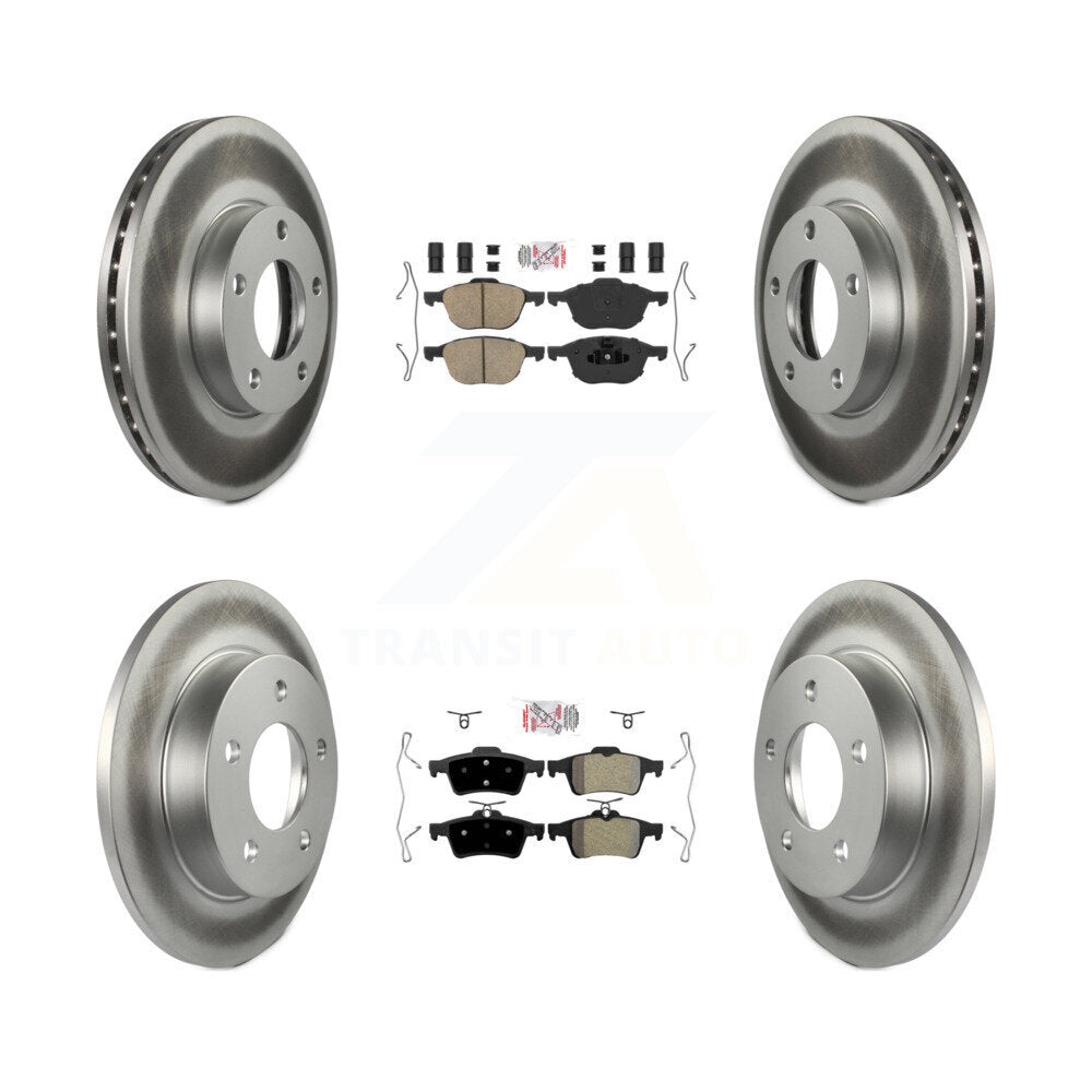 Front Ceramic Rear Semi-Metallic Pads And Coated Disc Brake Rotors Kit For Mazda 3 Sport KGA-104850