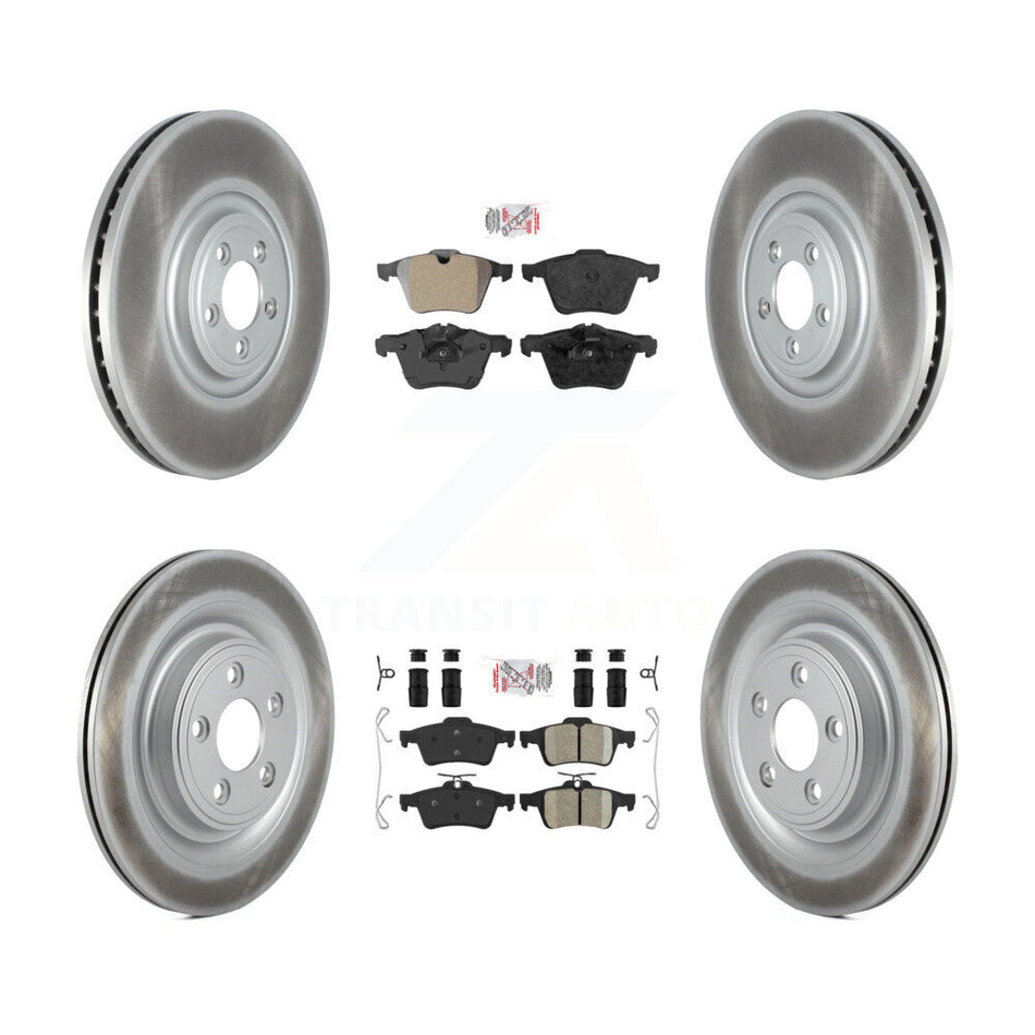 Front Semi-Metallic Rear Ceramic Pads And Coated Disc Brake Rotors Kit For Jaguar XF KGA-104852