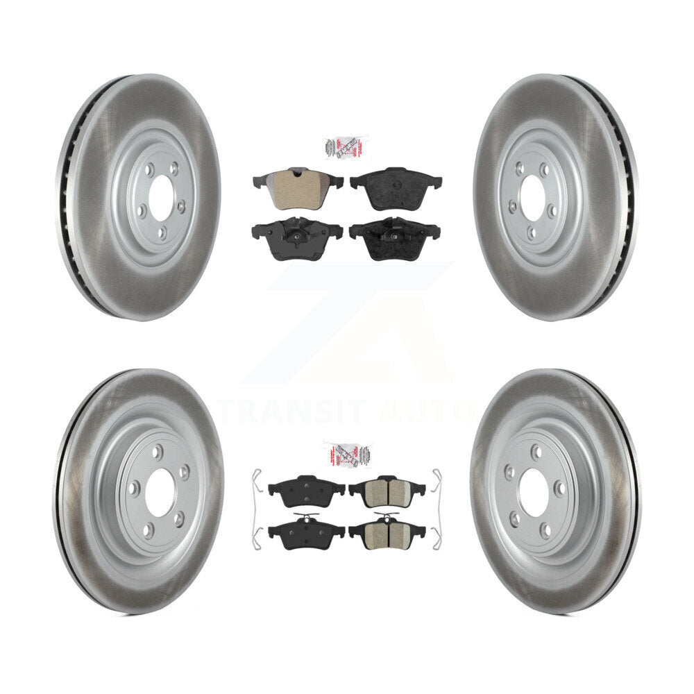 Front Semi-Metallic Rear Ceramic Pads And Coated Disc Brake Rotors Kit For Jaguar XF KGA-104853