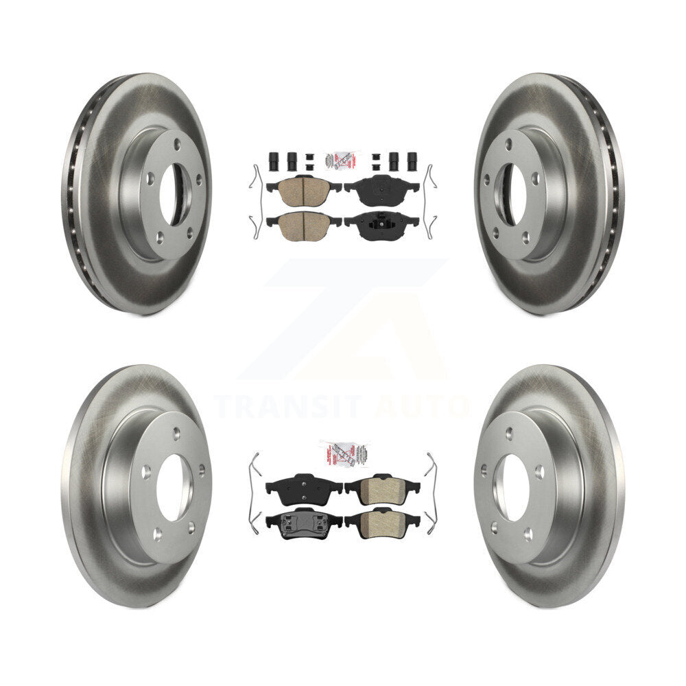 Front Ceramic Rear Semi-Metallic Pad Coat Disc Brake Rotor Kit For 2004-2005 Mazda 3 2.0L KGA-104871