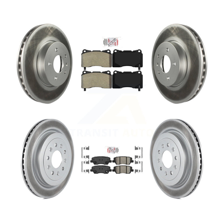 Front Semi-Metallic Rear Ceramic Pads And Coated Disc Brake Rotors Kit For Cadillac ATS KGA-104881