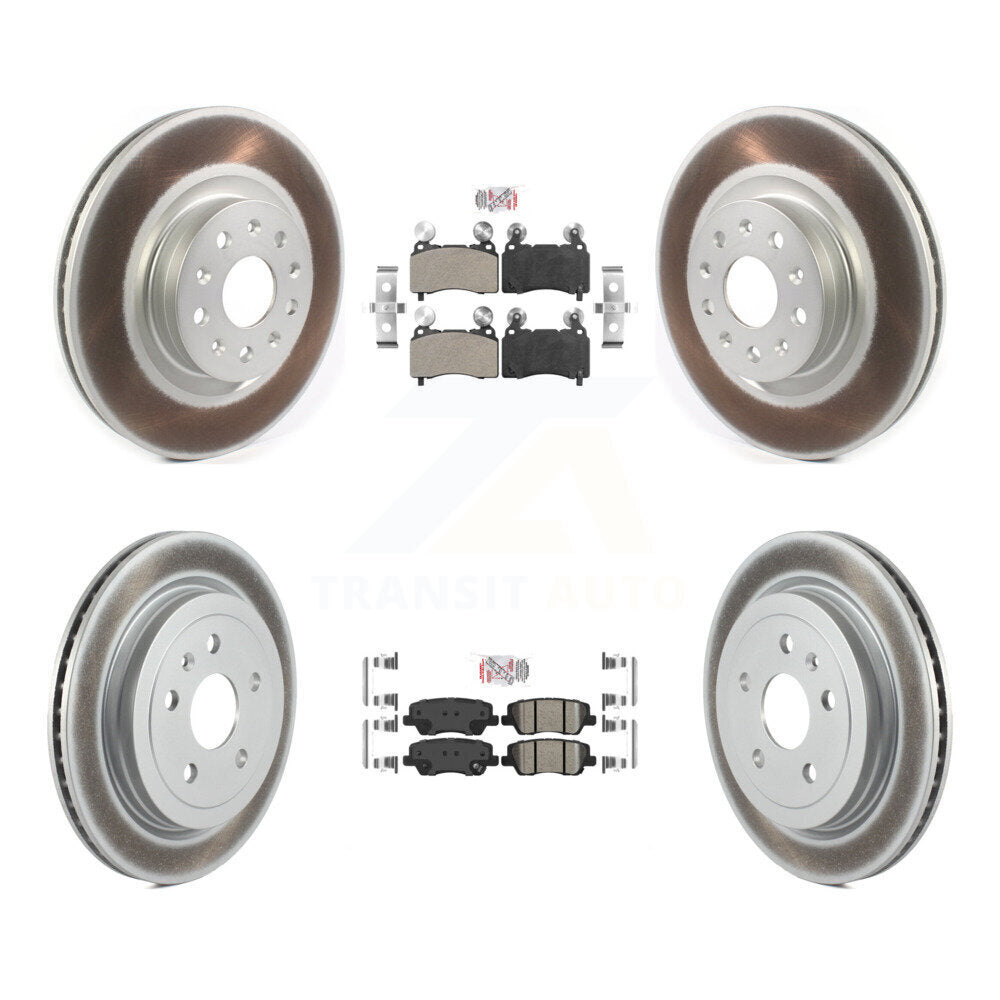 Front Semi-Metallic Rear Ceramic Pads And Coated Disc Brake Rotors Kit For Cadillac CTS KGA-104886
