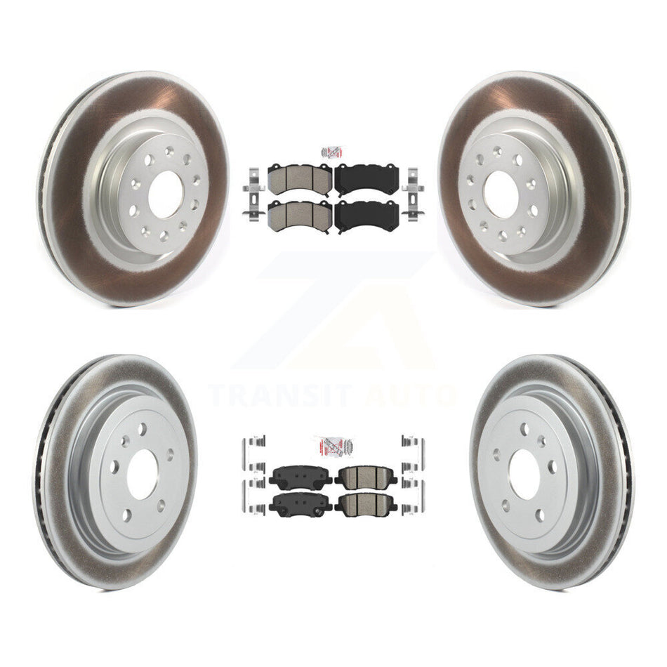 Front Semi-Metallic Rear Ceramic Pads And Coated Disc Brake Rotors Kit For Cadillac CTS KGA-104887