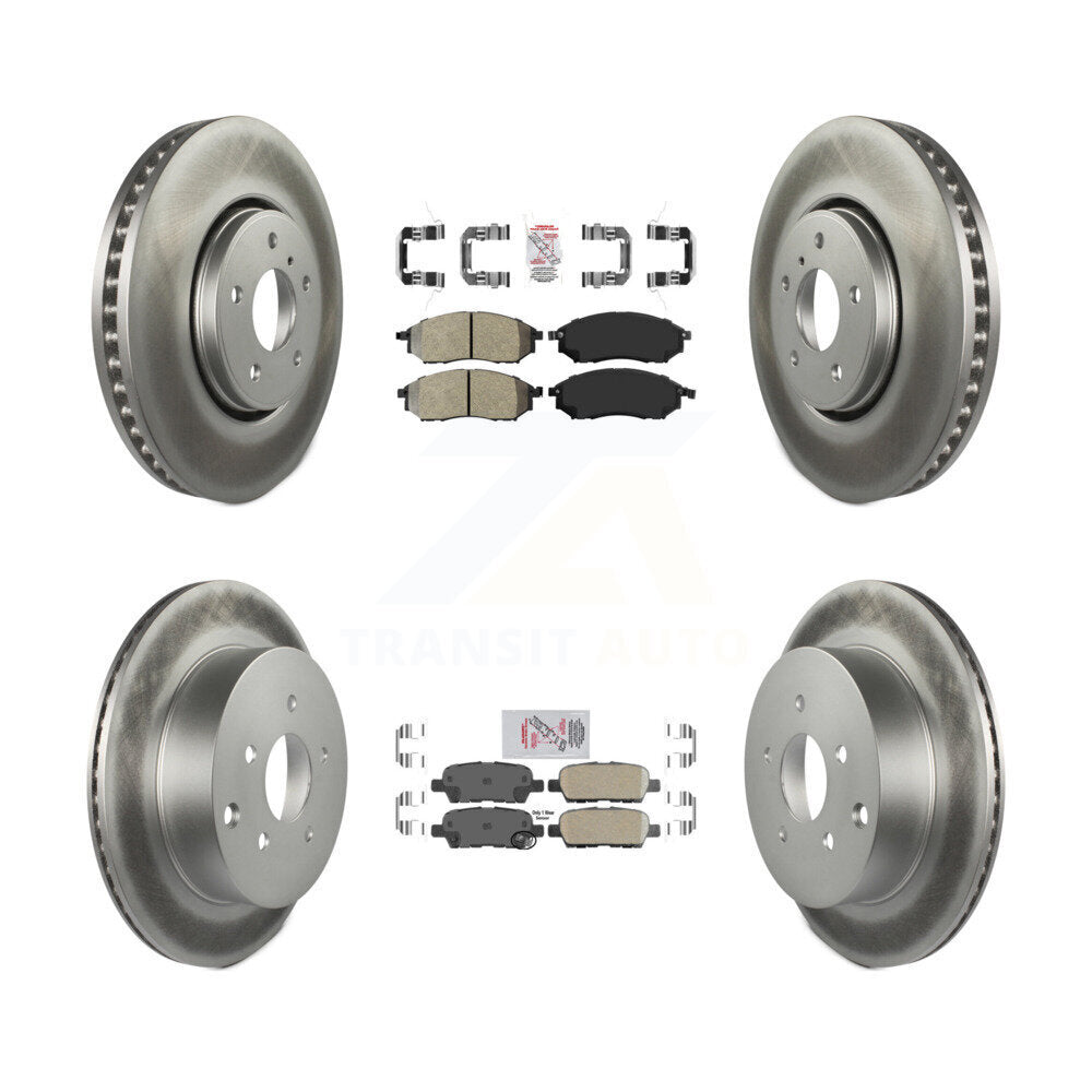 Front Semi-Metallic Rear Ceramic Pad & Coated Brake Rotor Kit For INFINITI FX35 FX37 FX45 KGA-104898