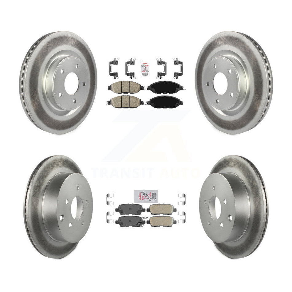 Front Rear Ceramic Pad Coated Brake Rotors Kit For Nissan Murano Pathfinder INFINITI QX60 KGA-104905